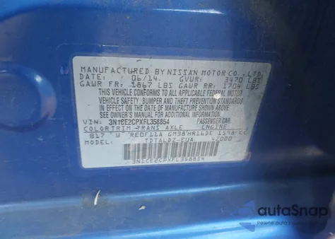 2015 Nissan Versa Note Sv z USA, uszkodzony, nr VIN 3N1CE2CPXFL358854